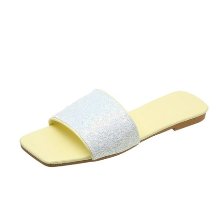 

Mackneog Sandals For Women Summer Crystal Flat Retro Sandals Gift on Clearance