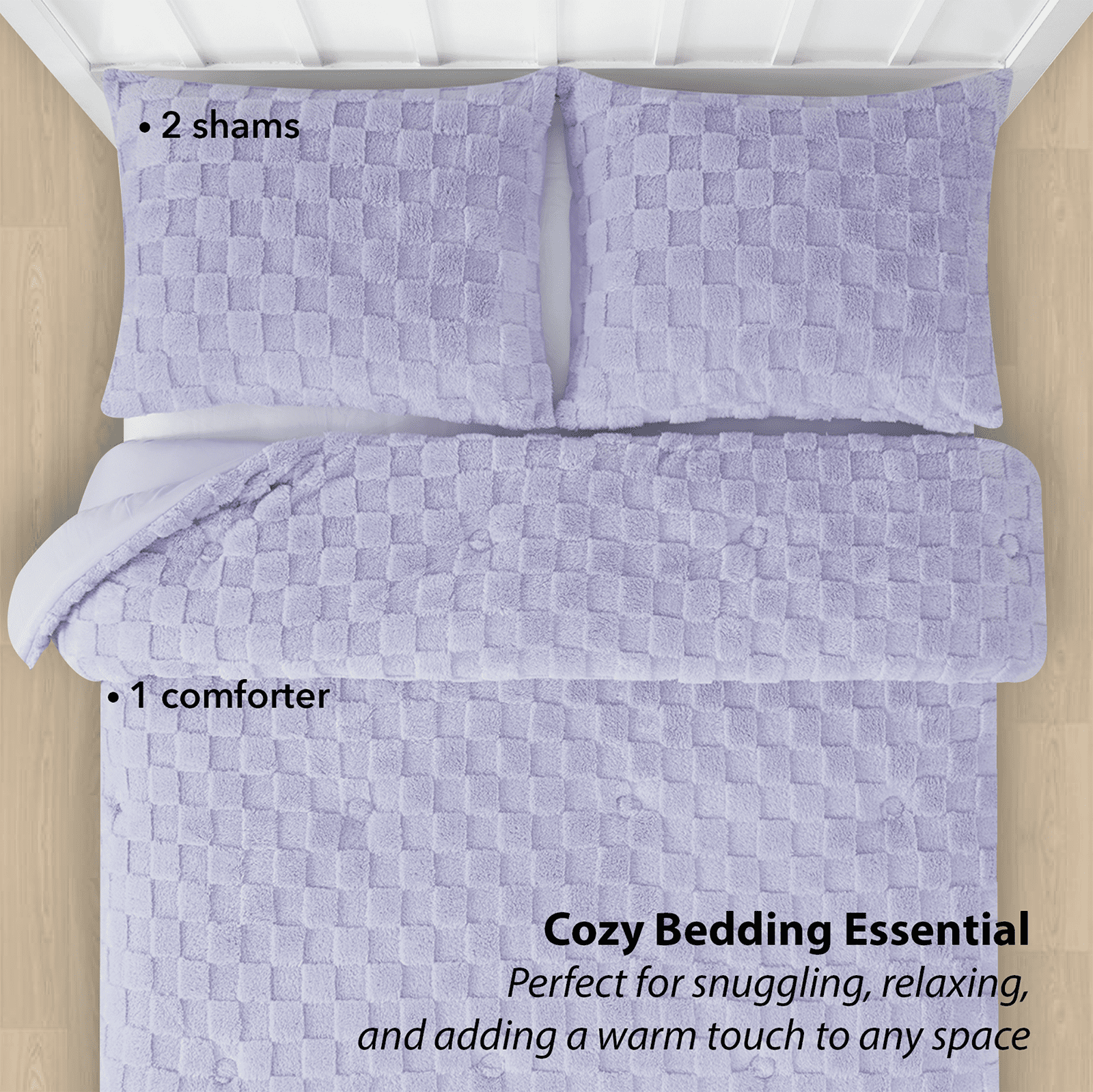 Your Zone 3-Piece Purple Embossed Checkerboard Comforter Set Twin/Full, Unisex, Kids