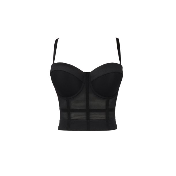 Fiomva Fiomva Women S Detachable Straps Mesh Bustier Crop Top Corset Tops Padded Plunge Bra Walmart Com Walmart Com