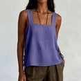 thumbnail image 6 of Women's Square Neck Sleeveless Top Cotton linen Casual Going Out Loose Fit Tank Tops Side Tie Summer Blouse Beach Vacation Shirt, XL, 6 of 8