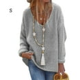 thumbnail image 4 of Pull Femme Décontracté Col en V Manches Longues Pull Léger Mode Habillé Cadeau Printemps Automne Hiver S Gris, 4 of 6