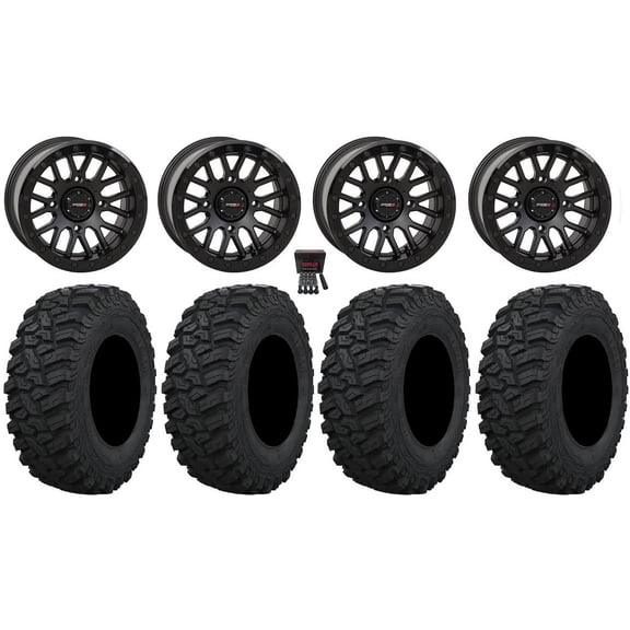 System 3 SB-9 Bdlk 15"Wheels Matte Bk 33"Trekker Tires SportsmanRZRRanger