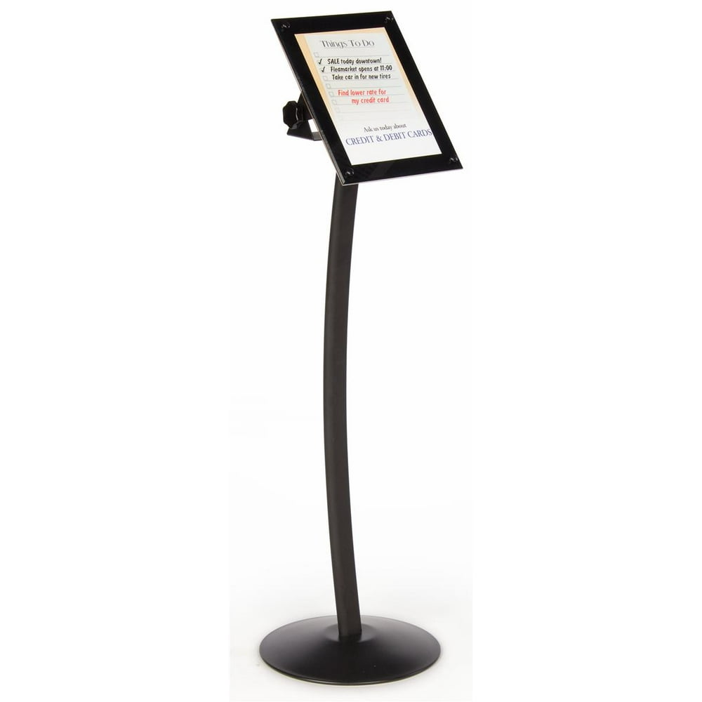 8.5 x 11 Floor Standing Sign Stand with Curved Post, Tilting Bracket