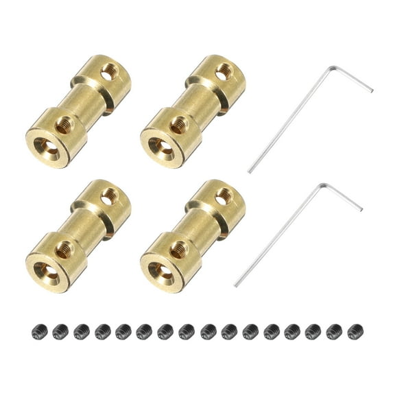 4pcs 3mm to 5mm Brass Shaft Coupling Joint Connector with Screws and Hex Wrench Flexible Motor Shaft Coupler