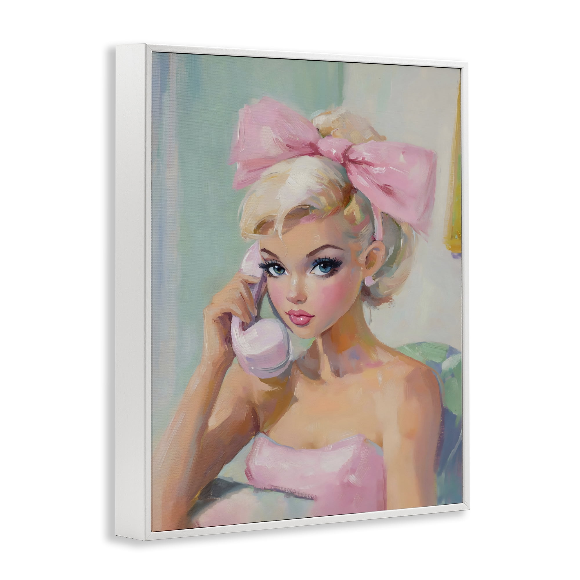Stupell Industries Blonde Girl with Pink Bow White Framed Giclee Art, design by The Prints Vibe