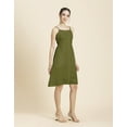 thumbnail image 2 of Moomaya Womens Solid Strap Shoulders Dress, Round Neck A-Line Dress, 2 of 7