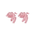 thumbnail image 2 of Loicainy Baby Toddler Girls Fall Clothes Set 3 6 12 18 24 Months 2T 3T Lace Trim Long Sleeve Doll Collar Tops and Elastic Waist Pants Headband Outfits, 2 of 9