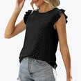 thumbnail image 2 of Brglopf Women's Elegant Eyelet Tops Ruffle Trim Mock Neck Sleeveless Tank Shirt Casual Loose Fit Blouse Office Work Top, 2 of 6