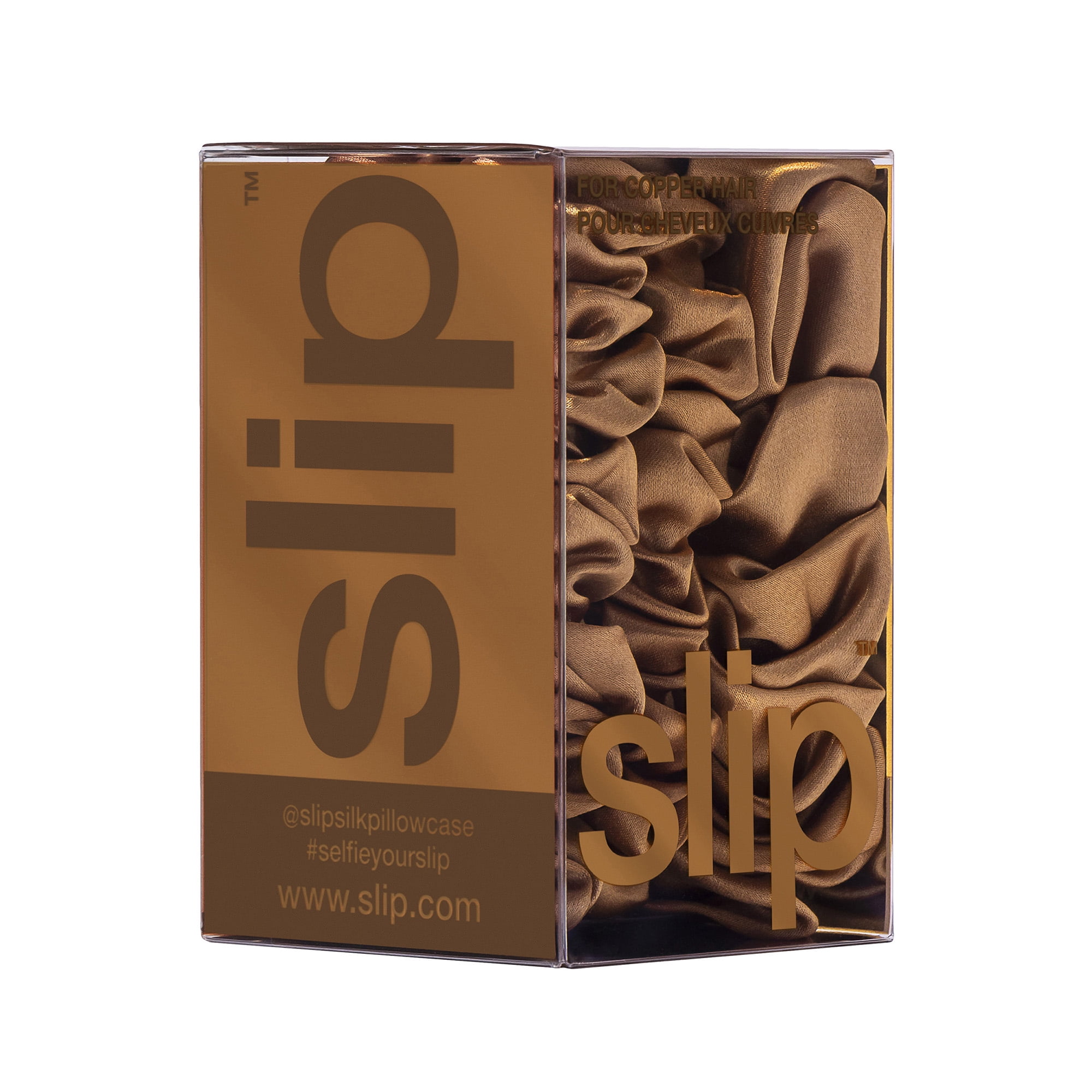 slip pure silk back to basics assorted scrunchies - copper