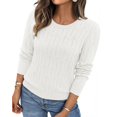 thumbnail image 3 of BTFBM Womens Sweaters Long Sleeve Crewneck Pullover Tops Dressy Casual Lightweight Knit Sweater,Small Hollow Out Boho Shirts, Fall Fashion,Winter Layer Basic Clothes,Business Casual Outfits, 3 of 9