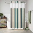 thumbnail image 6 of No Hook Shower Curtain, Teal Blue Striped Shower Curtains for Bathroom with See Through Top Window, Farmhouse Stripes Modern Abstract Art Waterproof & Washable Bath Curtain Stand Up Stall 36"x72", 6 of 9