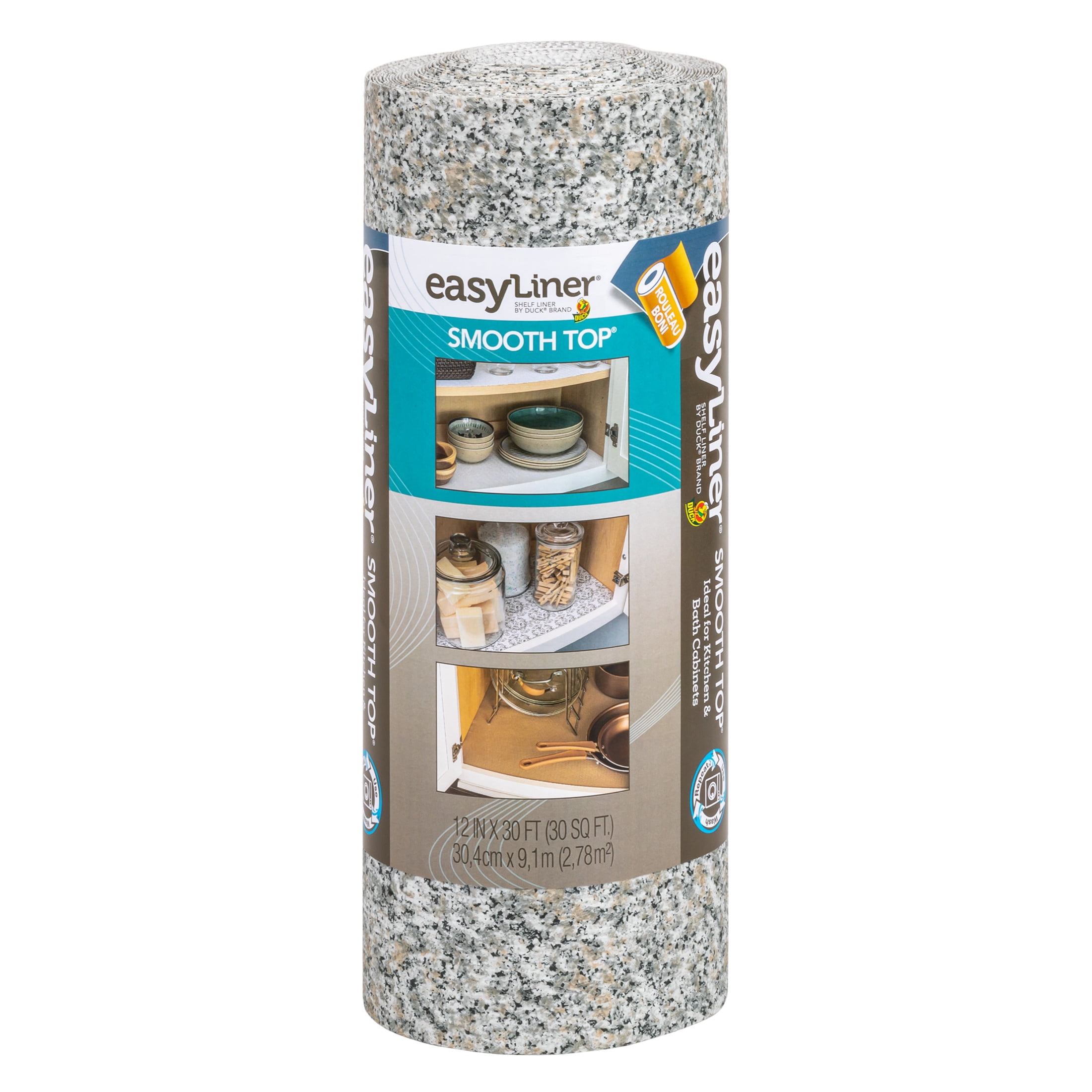 (2 pack) EasyLiner Smooth Top Shelf Liner, Grey Granite, 12 in. x 30 ft. Roll