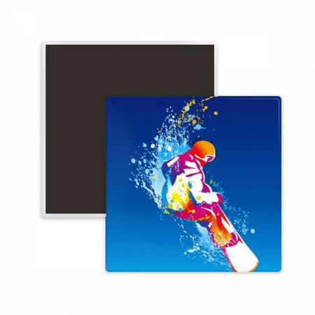 

Winter Sport Skiing Colorful Illustration Square Ceracs Fridge Magnet Keepsake Memento