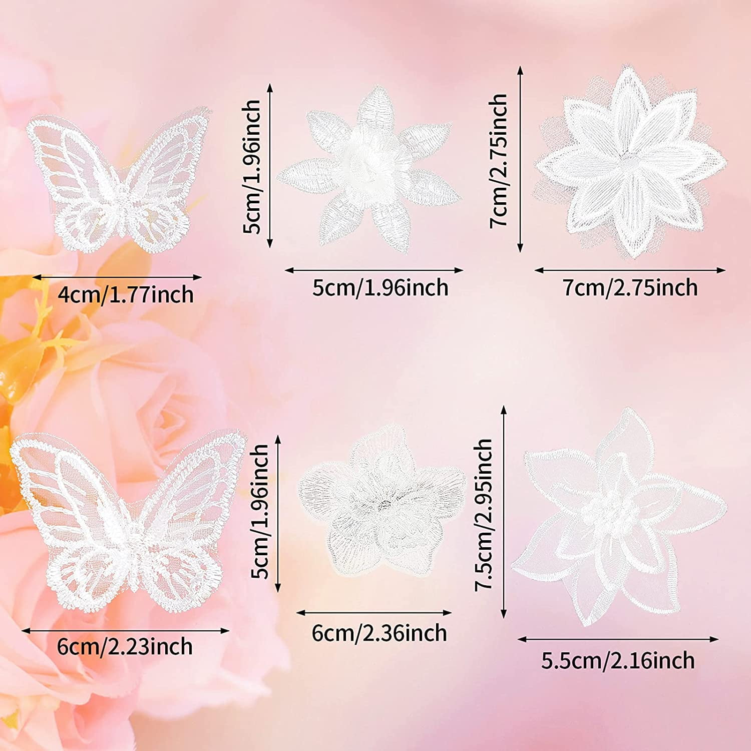 Butterfly Lace Vintage Style Clips White x 6 Wedding Decoration 