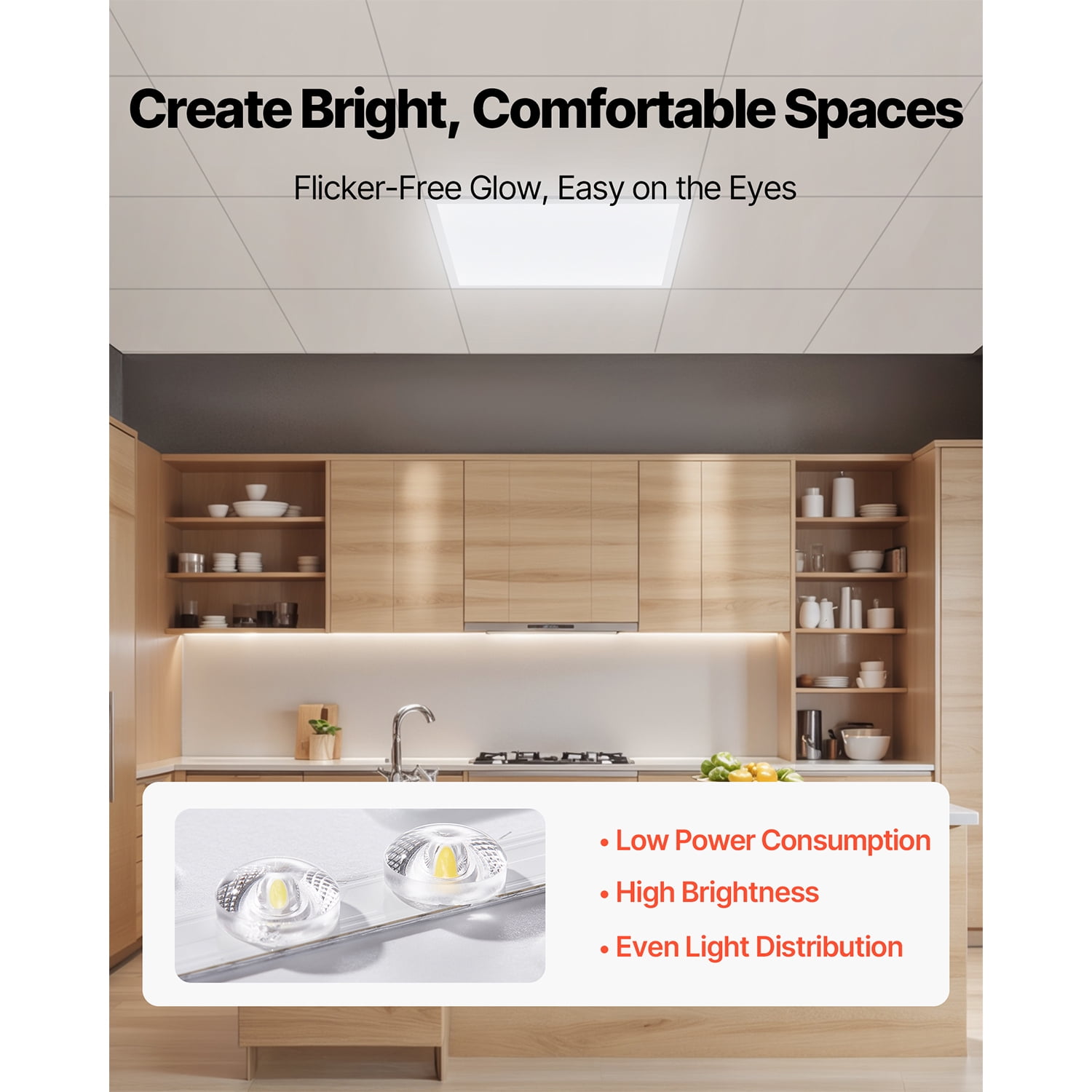 KFFKFF 2x2 FT LED Flat Panel Light, 5700 LM, Flush Mount LED Ceiling Fixture with Adjustable Color Temperatures 3000K/4000K/5000K, 25W/30W/40W, 0-10V Dimmable, Slim Design for Home and Kitchen