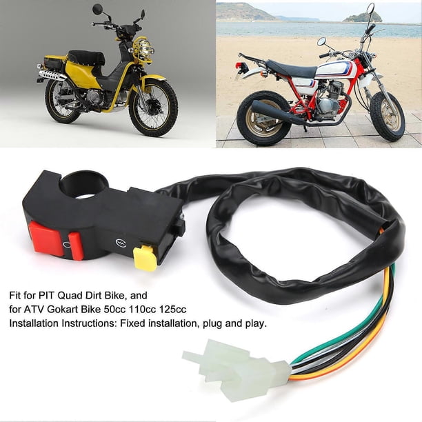 Interruptor de botón de parada y apagado de motocicleta, manillar de encendido, encendido y apagado, apto para motos de cross Pit Quad de 50 cc, 110 cc y 125 cc.