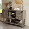 thumbnail image 2 of OKD Farmhouse 46'' Large Farmhouse Entryway Table with Sliding Barn Doors, Console Table Sofa Side Table with Storage and Adjustable Shelf, Light Rustic Oak, 2 of 8