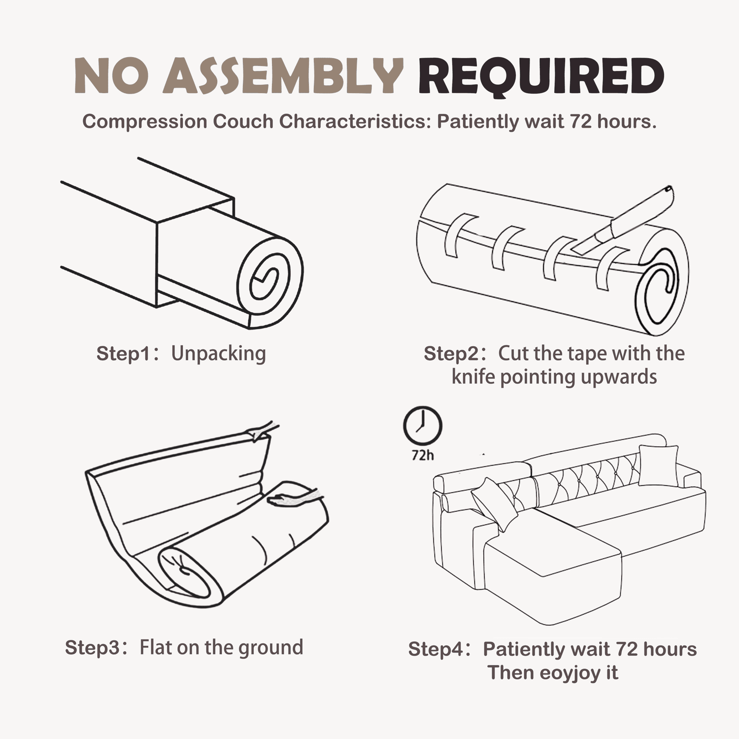 Demi Bonn 105" Modern L-Shaped Sectional Sofa, 3-Seater Couch with Chaise Lounge, 2 Accent Pillows, Wood Grain Chenille Fabric for Living Rooms, White