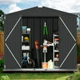 thumbnail image 4 of 8' x 6' Outdoor Metal Storage Shed, Tools Storage Shed, Galvanized Steel Garden Shed with Lockable Doors, Outdoor Storage Shed for Backyard, Patio, Lawn, Dark Gray, 4 of 9