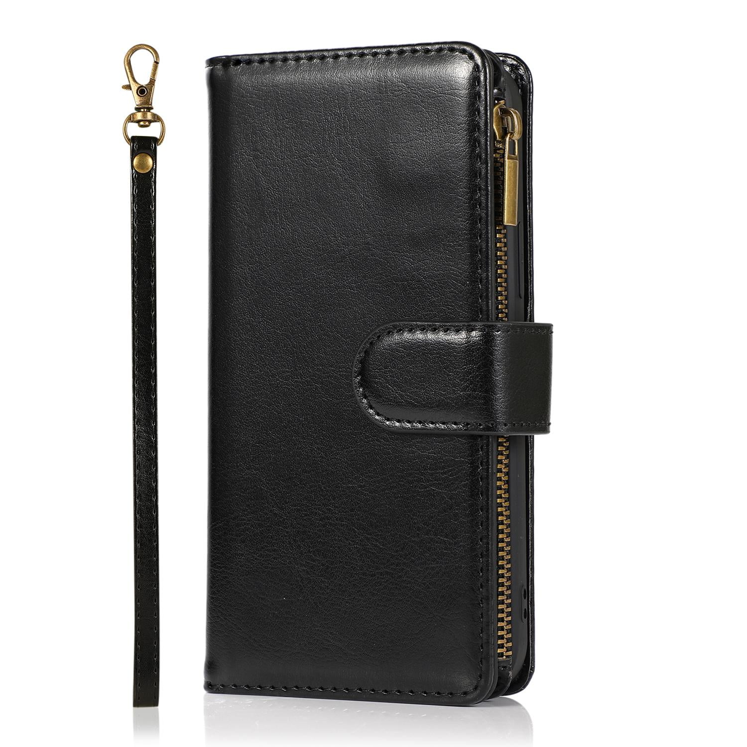 Luxury Wallet Card ID Zipper Money Holder Case Cover with detachable lanyard FOR iPhone 14 Pro Max