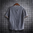 thumbnail image 6 of FRSASU Men's Boho Cotton Linen Shirt Short Sleeve Loose Ethnic Style Tee Casual Summer Beach Lightweight Vintage V-Neck T-shirts Gray, 6 of 6