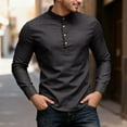 thumbnail image 2 of LIIPEE Men Shirts Casual Solid Color Stand Neck Slim Fit Long Sleeve Dress Shirt Male Fashion Buttons Business Tops Comfortable Breathable Soft Daily Shirts,Black,L, 2 of 4