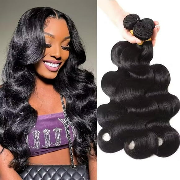 Datanala Brazilian Virgin 100% Unprocessed Body Wave Human Hair 3 Bundles Body Wave human hair bundles 18 20 22Inch weave human hair Long Inch Extension Natural Black Color for Women
