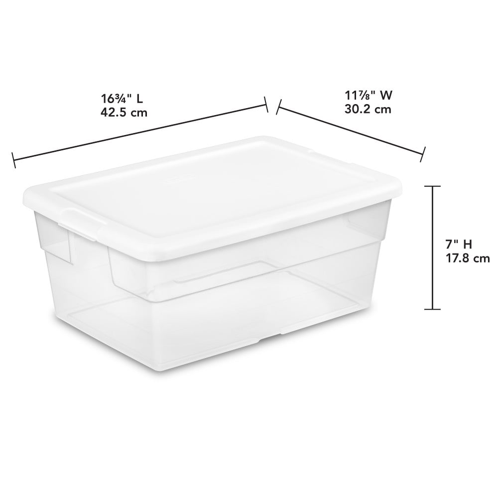 Storage Tote,Clear/White,Polypropylene