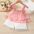 thumbnail image 4 of Vedolay Girl's Summer Shorts Sets Girls Summer Clothes Print Sleeveless Sling Tank Tops Denim Shorts Outfits 2Pcs Set,Pink 4-5 Years, 4 of 5