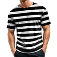 thumbnail image 3 of Mfakffe Men T Shirts Crewneck Striped T-Shirt Soft Elastic Tees Summer Beach Casual Tops, 3 of 5
