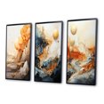 thumbnail image 3 of Designart "Abstract Mountain Landscape Illuminated by Full Moon I" Abstract Landscape Framed Wall Art Set Of 3 - Gold Abstract Landscapes Frame Canvas Set For Living Room Decor, 3 of 6