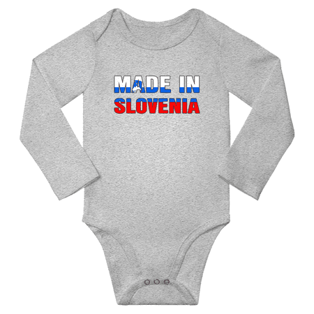 

Made In Slovenia Baby Long Sleeve Bodysuit Clothes (Gray 12 Months)