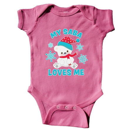 

Inktastic Polar Bear My Saba Loves Me in Santa Hat with Snowflakes Gift Baby Boy or Baby Girl Bodysuit