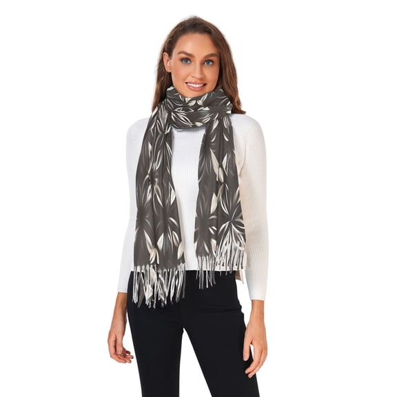 Winter Scarves for Women Abstract Silver Flower Fashion Pashmina Shawl Wraps Long Blanket Scarf for Fall Spring