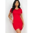 thumbnail image 4 of Sleek Short Sleeve Round Neck Open Back Solid Color Mini Bodycon Dress, 4 of 8