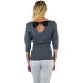 thumbnail image 5 of ToBeInStyle Women's Bow-Back 3/4 Sleeve Top With Side Shirring, 5 of 7