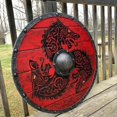 thumbnail image 3 of Madera Pintada Vikingo Medieval Redondo Adulto Soldado Armadura Disfraz Cosplay Batalla Decorativa Halloween Shied 30cm, 3 of 6