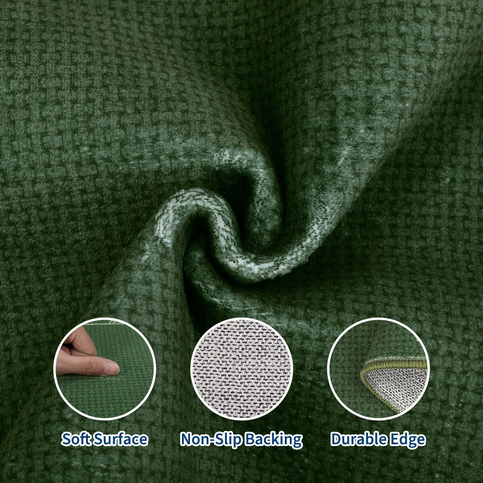 Garvee 10'x13' Solid Floral Area Rugs Modern Bordered Washable Rugs, Soft Non Slip Carpet Low Pile Rug for Living Room Bedroom Home Decor, Green