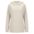 thumbnail image 3 of FASHOFT Womens Ribbed Knit Hoodie Sweaters Lightweight Long Sleeve Pullover Tops Casual Fall Winter Sweatshirt White M, 3 of 5
