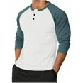 thumbnail image 2 of Abomasnow Long Sleeve Shirts for Men Casual Color Blocking Blouse Slim Fit Button Down Crewneck Baseball Tee Shirt S-3XL, 2 of 2