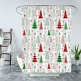 thumbnail image 3 of Christmas Tree Shower Curtain Red Green Xmas Tree Retro Christmas Tree Snowflake Merry Christmas Pine Pattern New Year Rustic Winter Holiday Fabric Bath Curtain Set with Hook, 3 of 4