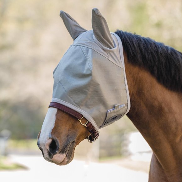 Máscara antimoscas para caballo SmartEquine con orejas y protección UV