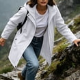 thumbnail image 6 of Ghalytn Women's Mid Length Hooded Rain Jacket with Adjustable Cuffs, Drawstring Waist Zip Up Windproof Coat Side Pockets, 6 of 9