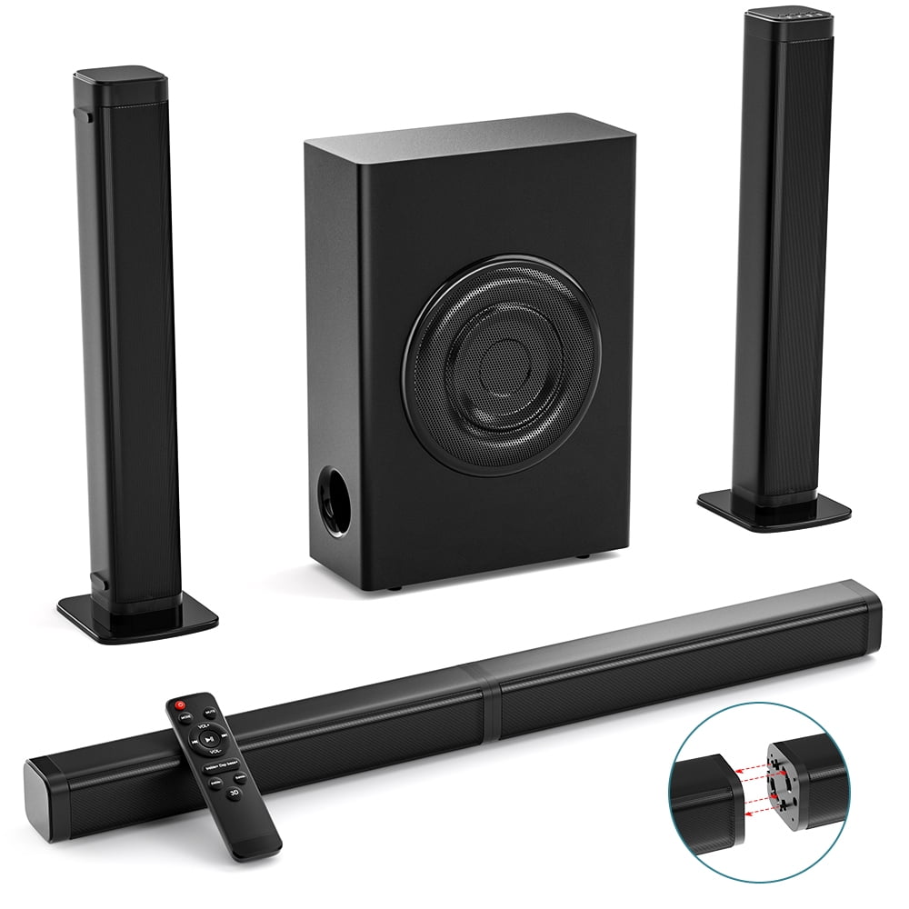 Opdater pengeoverførsel til bundet DR.J Professional 2.1 CH Soundbar, 2 in 1 Sound Bar for TV with Subwoofer  Bluetooth/HDMI-ARC/AUX/Opt Surround Sound TV Speaker - Walmart.com