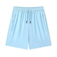 thumbnail image 4 of Gpoecd Cargo Shorts Women Summer Casual Waist Outdoor Beach Shorts with Zipper Pockets for Running and Travel Sweatpant Shorts Sky Blue,XXXL, 4 of 4