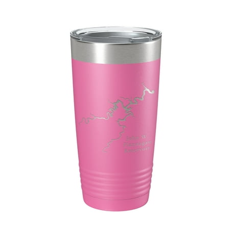 

John W. Flannagan Reservoir Tumbler Lake Map Travel Mug Insulated Laser Engraved Coffee Cup Virginia 20 oz Pink