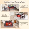 thumbnail image 3 of REDCAMP Activity Table and 2 Chairs with Storage, 2 in 1 Building Block Tabletop for Arts, Crafts, Reading, Preschool, Espresso, 3 of 9