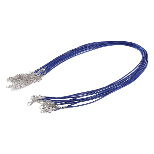 Qukaim Cordón encerado para collar, 100 unidades, longitud ajustable, cuerda de producción para hacer joyas, color azul oscuro
