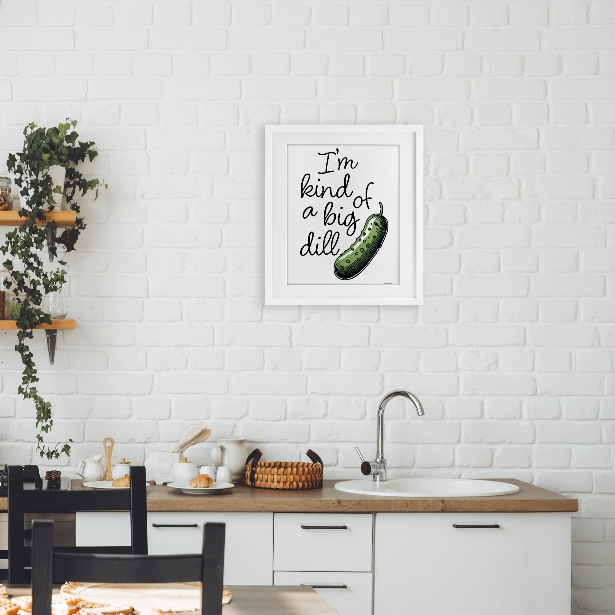 Stupell Industries Kind Of A Big Dill Pickle White Framed Print Under Glass, design by Susan Ball