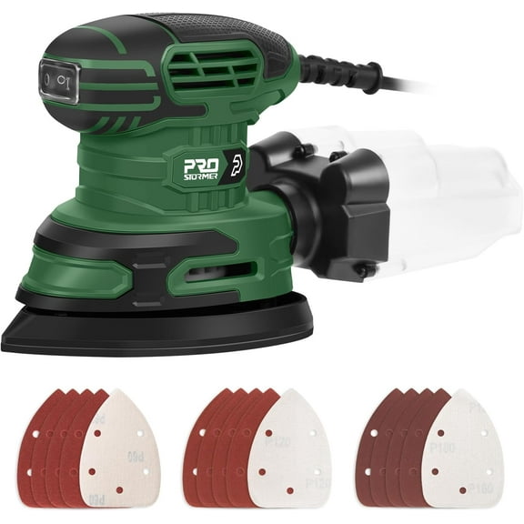 PRO Detail Sanding Machine, 1.6A Electric Handheld Sanding Machine with Dust Collector, 13000 RPM with 15 Sandpapers, Suitable for Sanding, Polishing, and Paint Removal in Small Spaces of Home Decora